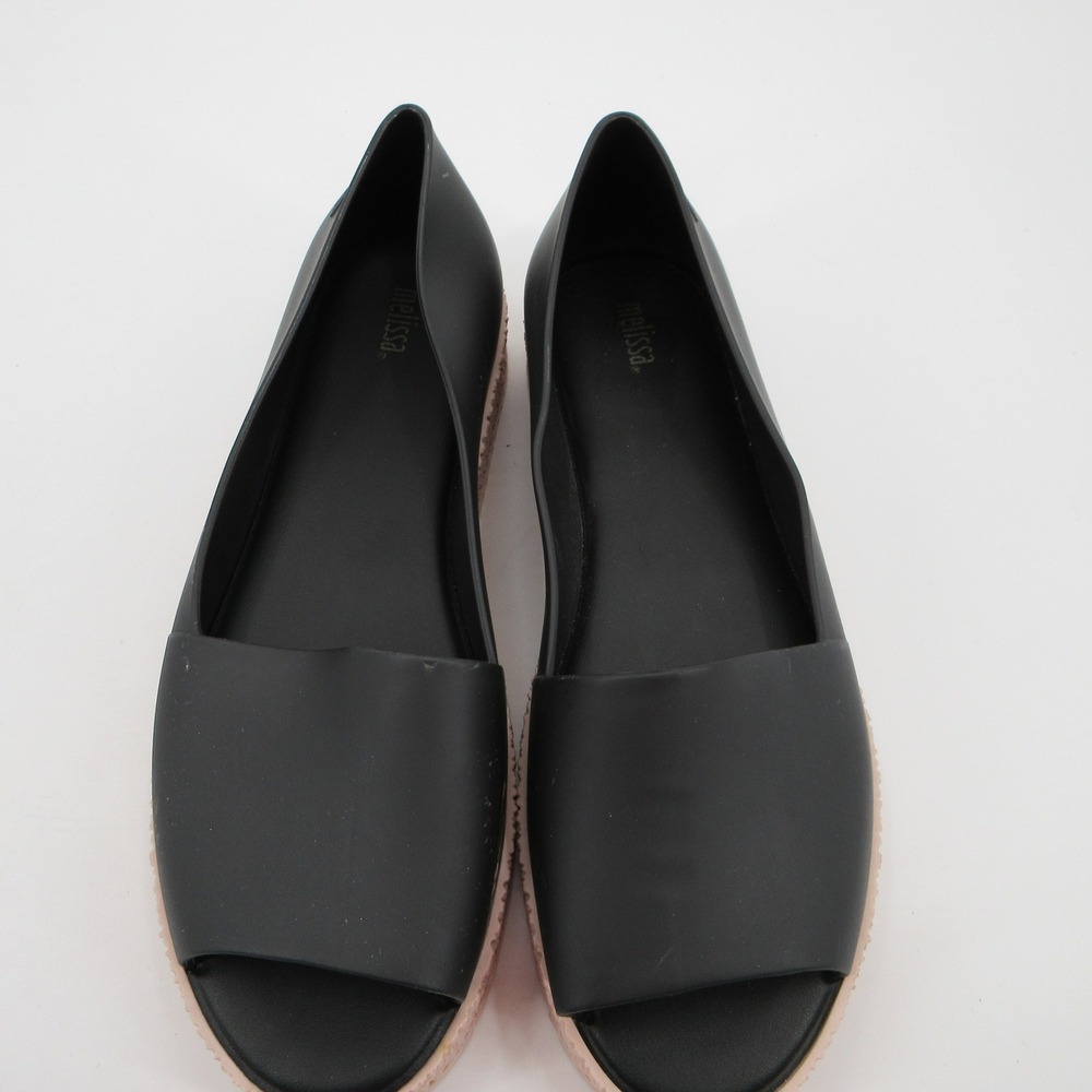 Melissa Hotness Women 10 Black Pink Platform Peep Toe Jelly Sandals Flatform - Picture 6 of 11